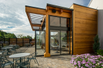 Glass enclosed pavilion at Paychex in Rochester NY